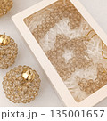 Handmade beaded Christmas ornament made of transparent brown color 135001657