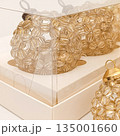 Handmade beaded Christmas ornament made of transparent brown color 135001660