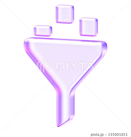 Glassmorphism filter icon with purple gradients, designed for data sorting and refinement features. It represents organization and search criteria within professional software and mobile applications Glassmorphism filter icon with purple gradients, designed for data sorting and refinement features. It represents organization and search criteria within professional software and mobile applications 135001851