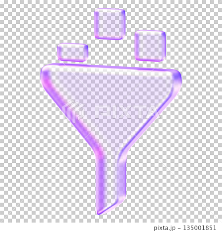 Glassmorphism filter icon with purple gradients, designed for data sorting and refinement features. It represents organization and search criteria within professional software and mobile applications Glassmorphism filter icon with purple gradients, designed for data sorting and refinement features. It represents organization and search criteria within professional software and mobile applications 135001851