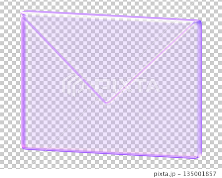 Minimalist purple envelope icon with glassmorphism effect for mail, messaging, and communication design. The soft purple glow and transparency make it inviting symbol for inboxes, newsletters, and Minimalist purple envelope icon with glassmorphism effect for mail, messaging, and communication design. The soft purple glow and transparency make it inviting symbol for inboxes, newsletters, and 135001857
