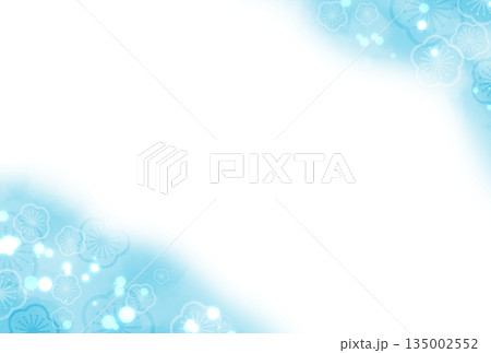 薄い水色の華やかな水彩風の梅の花の背景 135002552