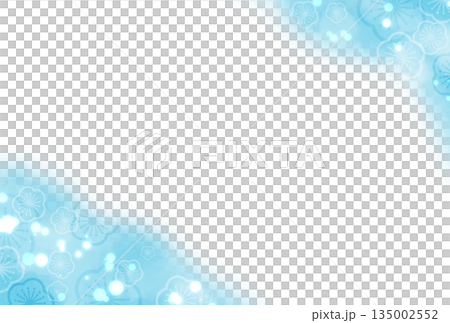 薄い水色の華やかな水彩風の梅の花の背景 135002552