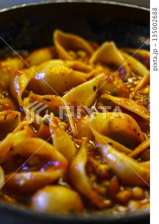 Conchiglie Pasta Shells with Rich Tomato Sauce and Chickpeas Conchiglie Pasta Shells with Rich Tomato Sauce and Chickpeas 135002688