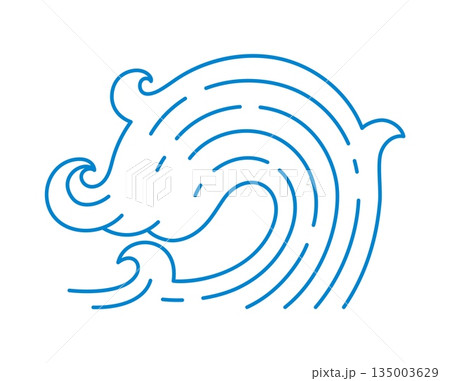 Asian sea, Japanese ocean blue water wave icon or element. Asian sea tide frothy wave blue icon, oriental ocean curly tsunami graphic vector symbol. Chinese aquatic wind blown water peak line element Asian sea, Japanese ocean blue water wave icon or element. Asian sea tide frothy wave blue icon, oriental ocean curly tsunami graphic vector symbol. Chinese aquatic wind blown water peak line element 135003629