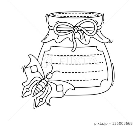 Honey jar kids memo note template. Kids diary vector memo note, children schedule checklist. Child scrapbook page sticker or kid planner To Do list frame with honey or jam bottle and flying butterfly Honey jar kids memo note template. Kids diary vector memo note, children schedule checklist. Child scrapbook page sticker or kid planner To Do list frame with honey or jam bottle and flying butterfly 135003669