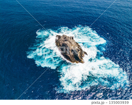 日本屈指の磯釣りポイント、超一級磯のカツオ島のドローン撮影。ヒリゾ浜南伊豆町中木 静岡県伊豆半島 135003939