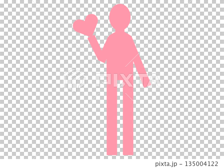 A person icon with a heart, representing a "like" to convey love or gratitude, or a confession A person icon with a heart, representing a "like" to convey love or gratitude, or a confession 135004122