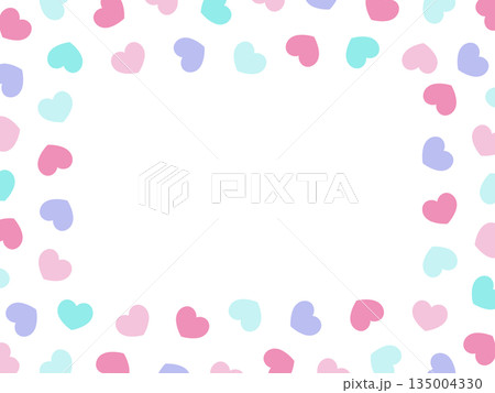 シンプルで可愛いハート柄のフレーム素材 カラフル 135004330