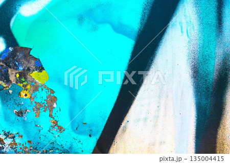 Abstract Graffiti Wall with Turquoise, Black, Yellow, and White Colors in Urban Street Art Style Y2K Abstract Graffiti Wall with Turquoise, Black, Yellow, and White Colors in Urban Street Art Style Y2K 135004415