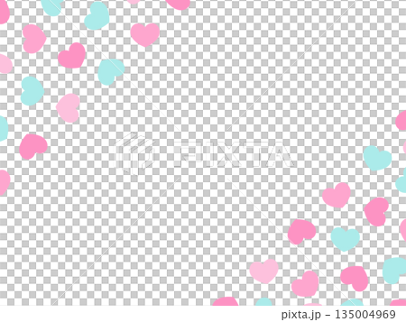 Simple and cute heart pattern frame material in pink and green 135004969