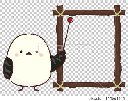Frame of a long-tailed tit holding a pointing stick Frame of a long-tailed tit holding a pointing stick 135005446