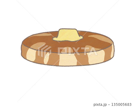 ホットケーキにバターとシロップがかかっているイラスト ホットケーキにバターとシロップがかかっているイラスト 135005683