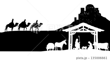 Christmas Nativity Scene Bethlehem Manger Wise Men Christmas Nativity Scene Bethlehem Manger Wise Men 135006661
