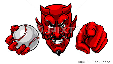 Devil Baseball Ball Sport Team Mascot Illustration Devil Baseball Ball Sport Team Mascot Illustration 135006672