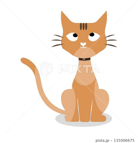 Cartoon Cat with Black Collar, Vector illustration of a cute cartoon cat with big eyes and a black collar, perfect for creative designs Cartoon Cat with Black Collar, Vector illustration of a cute cartoon cat with big eyes and a black collar, perfect for creative designs 135006675