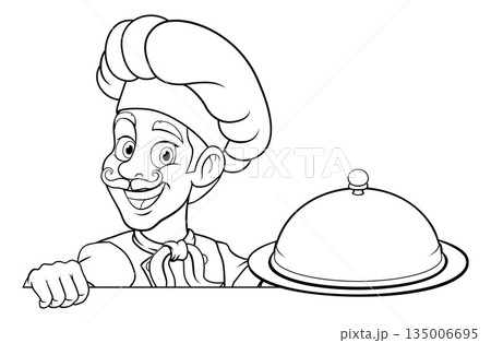 Chef Baker Cartoon Cook Mascot Man Menu Sign Board Chef Baker Cartoon Cook Mascot Man Menu Sign Board 135006695