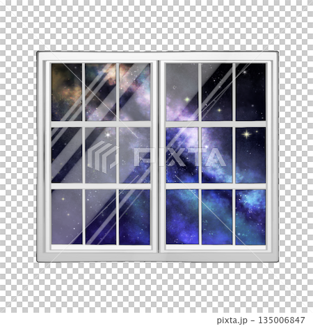 窓に映る天の川 135006847
