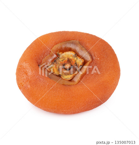 Dried persimmons are an oriental dried fruit snack with a chewy texture. isolated on a white background 135007013
