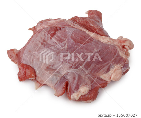 A raw cut of fresh beef isolated on a white background 135007027