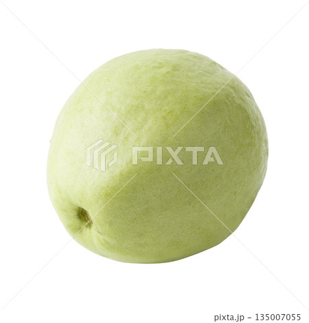 Guavas with a bright green exterior fruit have red flesh inside, isolated on a white background Guavas with a bright green exterior fruit have red flesh inside, isolated on a white background 135007055