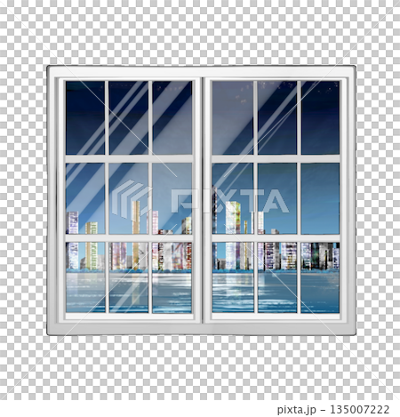 City reflected in window 135007222