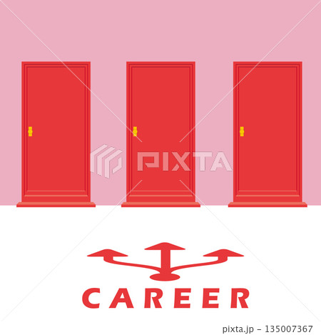 転職イメージのベクターイラスト 3つの扉から選ぶキャリアパスの進路と転職の決断コンセプト 転職イメージのベクターイラスト 3つの扉から選ぶキャリアパスの進路と転職の決断コンセプト 135007367