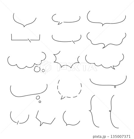 シンプルな手描きあしらい吹き出し素材セット シンプルな手描きあしらい吹き出し素材セット 135007371