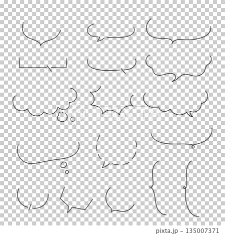 シンプルな手描きあしらい吹き出し素材セット シンプルな手描きあしらい吹き出し素材セット 135007371