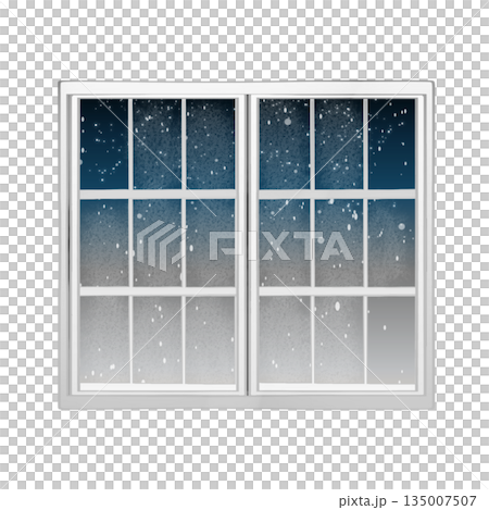 Snow reflected in the window Snow reflected in the window 135007507