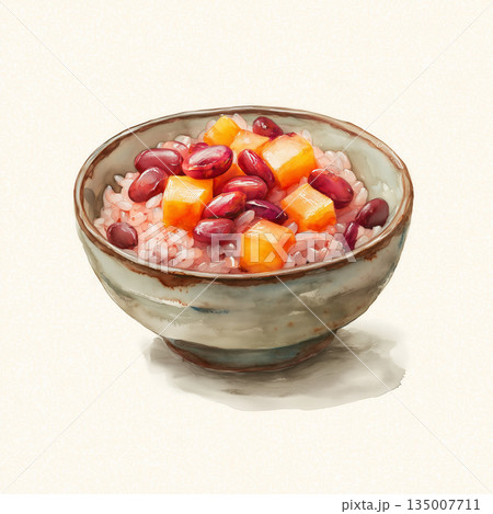 芋おこわの水彩風イラスト 135007711