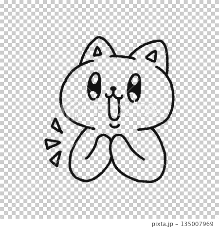 Clapping cat line drawing Clapping cat line drawing 135007969