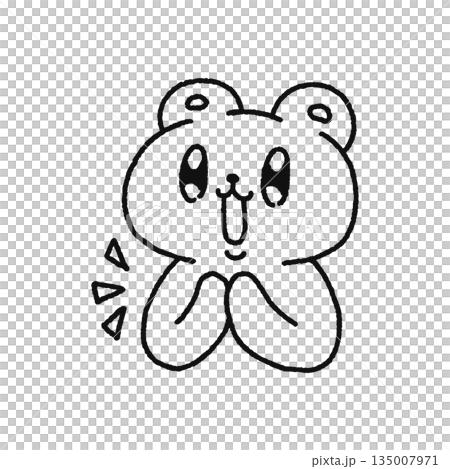 Clapping bear line drawing Clapping bear line drawing 135007971