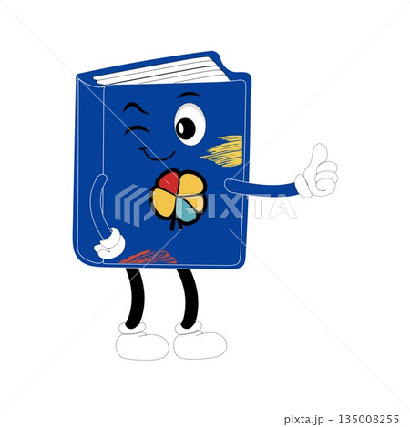Cute cartoon book set character with different emotions and in action. Collection of cartoon,retro, groovy characters. Vector flat icons set isolated on white background. Cute cartoon book set character with different emotions and in action. Collection of cartoon,retro, groovy characters. Vector flat icons set isolated on white background. 135008255