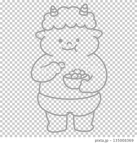 Traceable Cute Oni Line Art Traceable Cute Oni Line Art 135008369