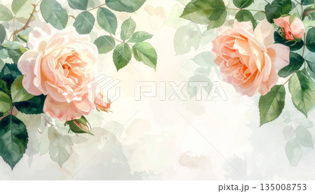 A beautiful bouquet of pink roses and floral blossoms creates a romantic gift for a wedding or Valentine celebration of love and natural beauty 135008753