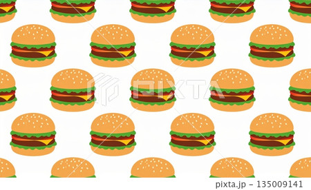 Seamless pattern with autumn leaves and yellow flowers featuring a tasty collection of bakery icons like bread, chocolate cake, and sweet pastry isolated on a white background vector illustration Seamless pattern with autumn leaves and yellow flowers featuring a tasty collection of bakery icons like bread, chocolate cake, and sweet pastry isolated on a white background vector illustration 135009141