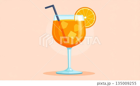 A cold red cosmopolitan martini cocktail with a fresh cherry fruit garnish served in a glass isolated on a white background for a party refreshment 135009255