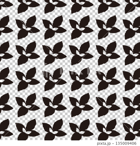 手繪薄荷葉插圖(單色黑白) 手繪薄荷葉插圖(單色黑白) 135009406