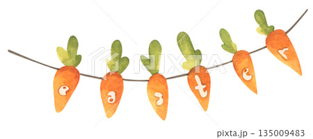 Watercolor Easter Garland Illustration 135009483