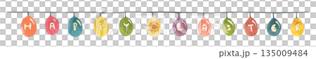 Watercolor Easter Garland Illustration Watercolor Easter Garland Illustration 135009484