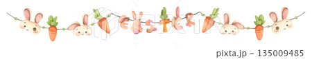 Watercolor Easter Garland Illustration 135009485