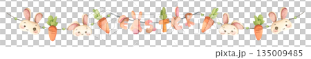 Watercolor Easter Garland Illustration 135009485
