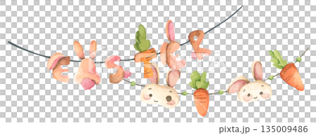 Watercolor Easter Garland Illustration Watercolor Easter Garland Illustration 135009486
