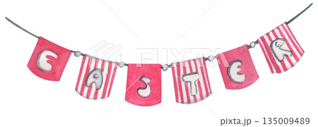 Watercolor Easter Garland Illustration 135009489