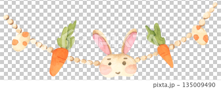 Watercolor Easter Garland Illustration Watercolor Easter Garland Illustration 135009490