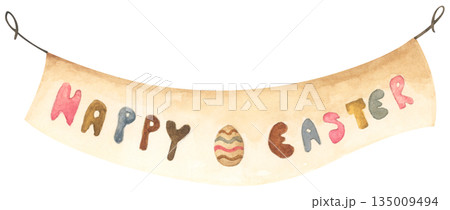 Watercolor Easter Garland Illustration Watercolor Easter Garland Illustration 135009494