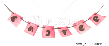 Watercolor Easter Garland Illustration 135009495