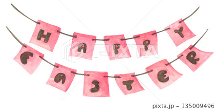 Watercolor Easter Garland Illustration Watercolor Easter Garland Illustration 135009496