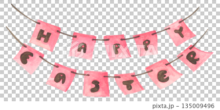 Watercolor Easter Garland Illustration Watercolor Easter Garland Illustration 135009496